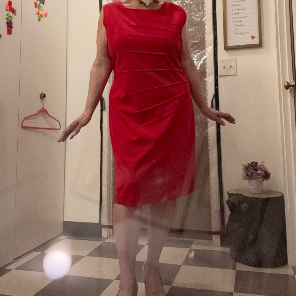 Calvin Klein Vibrant Red Lined Dress